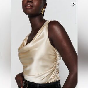 Reformation Cream Satin Tank Top